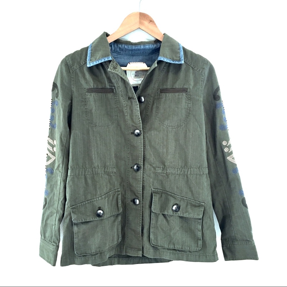 NWOT Anthropologie Beaded Military Jacket